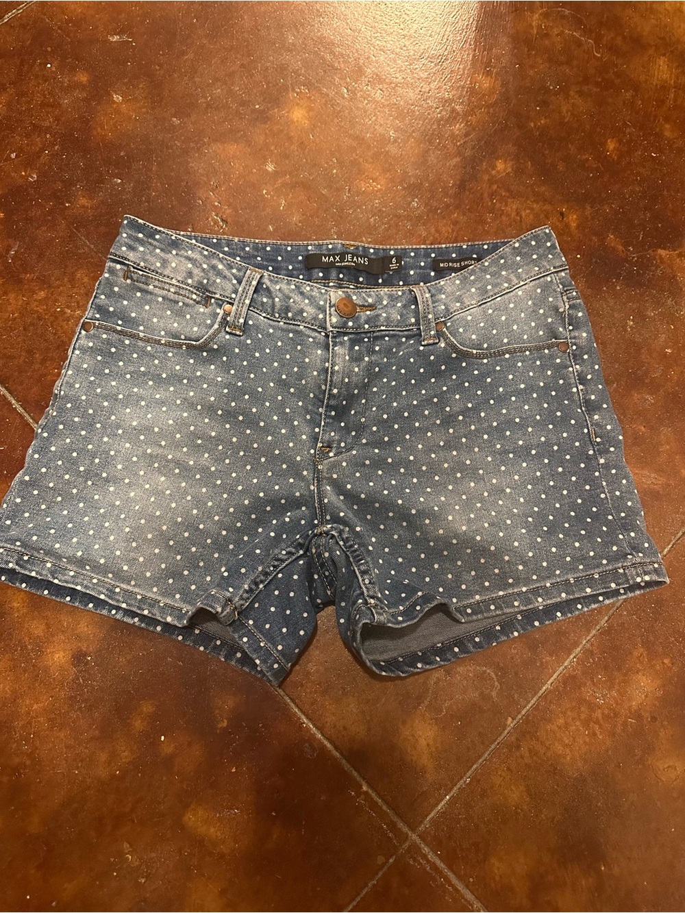 Max Jeans Blue Polka Dot Denim Shorts